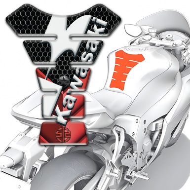 Kawasaki Tank Guard Pads Red Black Base with Diagonal White Logo 