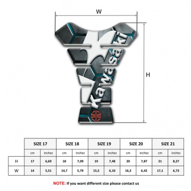 Kawasaki Tank Pad Protector Gray Base with Turquoise Channels Style 