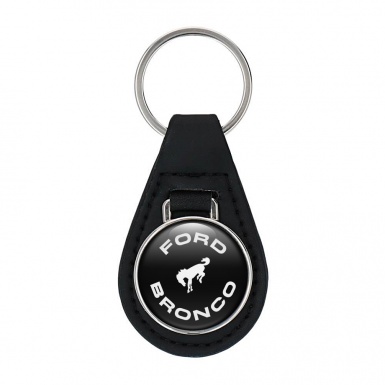 Ford Bronco Keyring Holder Leather Black White Classic