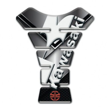 Kawasaki Tank Pad Motorbike Metallic Base White Inscription Logo