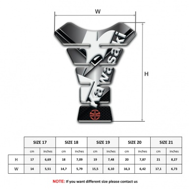 Kawasaki Tank Pad Motorbike Metallic Base White Inscription Logo