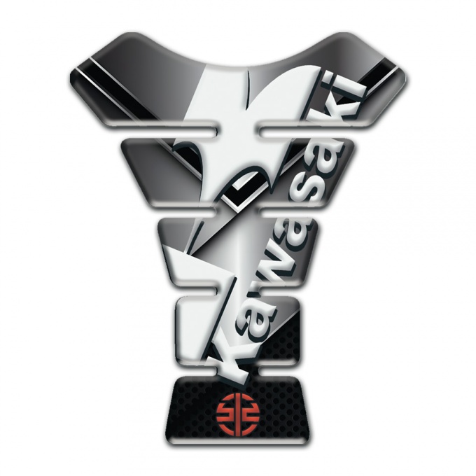 Kawasaki Tank Pad Motorbike Metallic Base White Inscription Logo