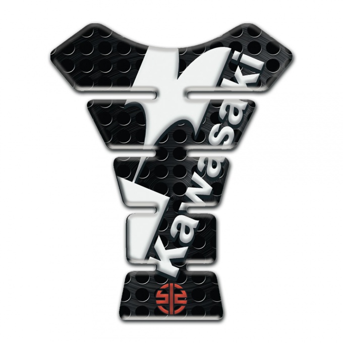Kawasaki Tank Protector Perforated Black Base with White Diagonal Logo