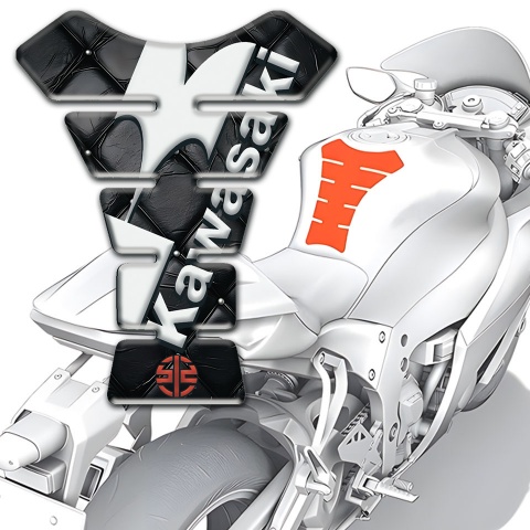 Kawasaki Tank Protector Black Leather Effect Base and Red Small Logo 