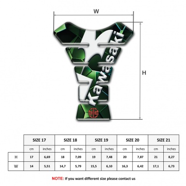 Kawasaki Tank Guard Pads Green Diamond Effect with White Diagonal Logo