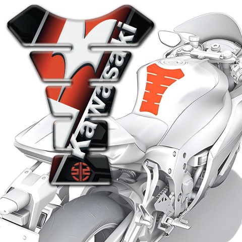 Kawasaki Tank Guard Pads High-Quality Model with Diagonal White Logo 