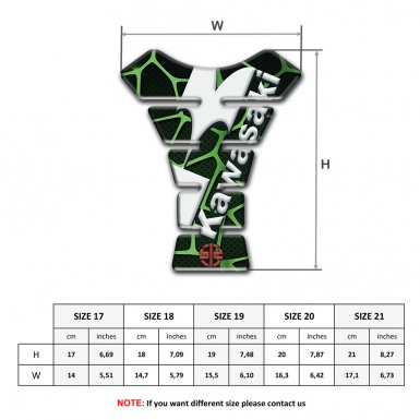 Kawasaki Tank Fuse White Logo with Black Base Green Patterns