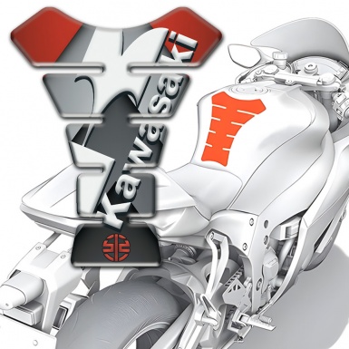 Kawasaki Tank Protector Red Gray Base White Logo Edition
