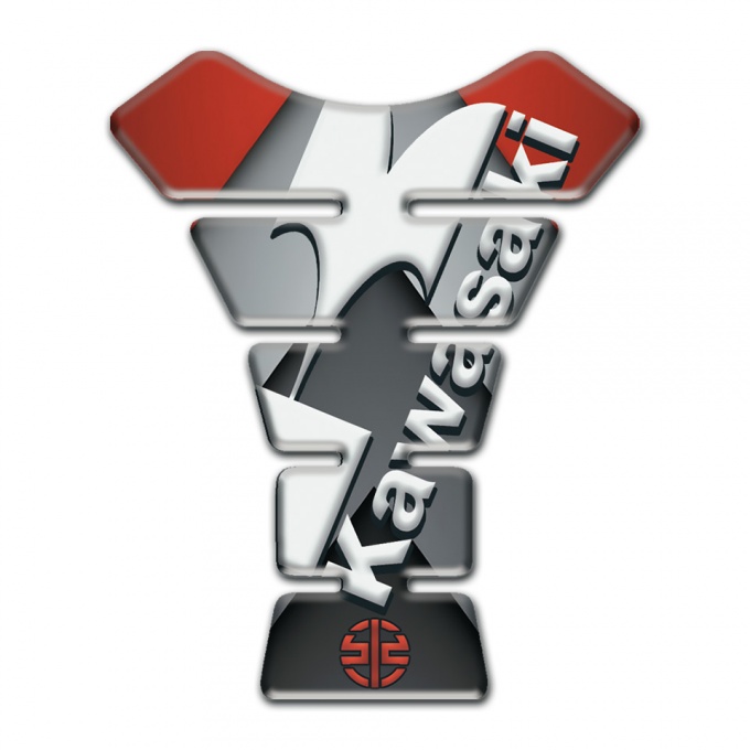 Kawasaki Tank Protector Red Gray Base White Logo Edition