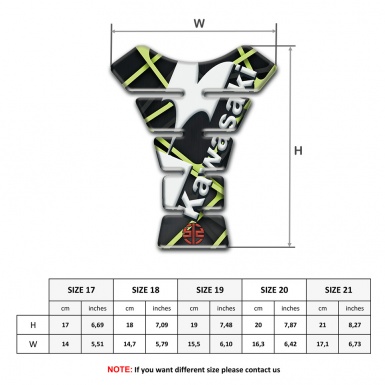 Kawasaki Tank Pad Protector Black with Green Lines Base and Red Small Logo