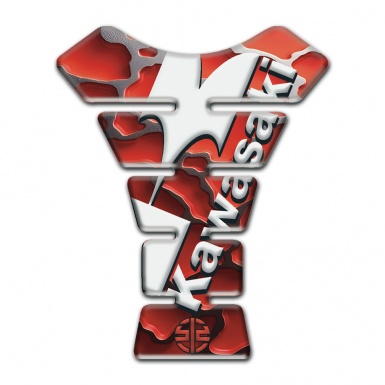 Kawasaki Tank Guard Pads Red parts Base White Diagonal logo 
