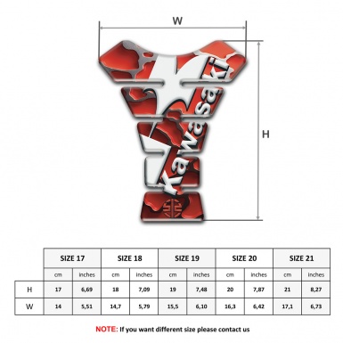 Kawasaki Tank Guard Pads Red parts Base White Diagonal logo 