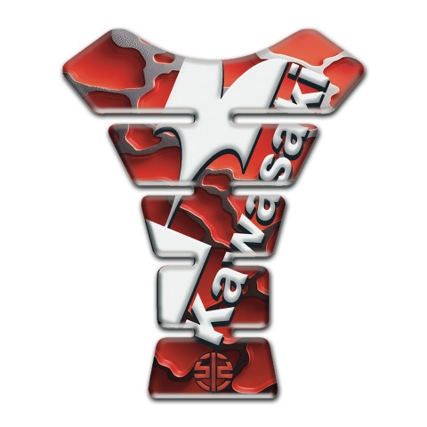 Kawasaki Tank Guard Pads Red parts Base White Diagonal logo 