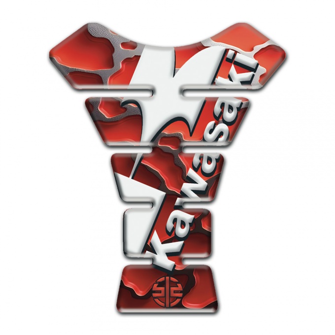 Kawasaki Tank Guard Pads Red parts Base White Diagonal logo 