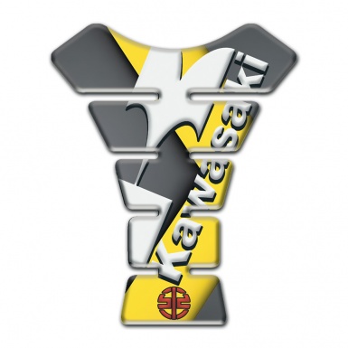 Kawasaki Tank Pad Protector Gray Yellow Decoration with White Diagonal Logo 