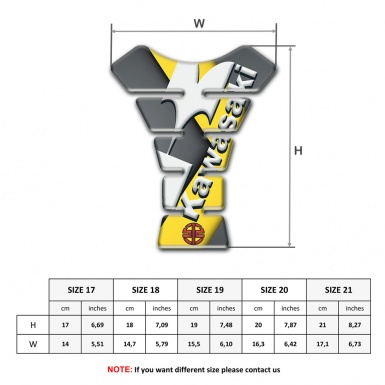 Kawasaki Tank Pad Protector Gray Yellow Decoration with White Diagonal Logo 
