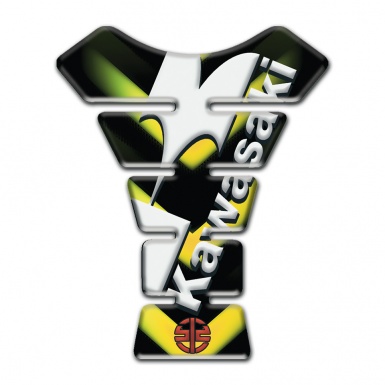 Kawasaki Tank Protector Green Yellolow Lights base White Logo Style