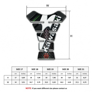 Kawasaki Tank Pad Protector Perforated Metal Base White Diagonal Logo 