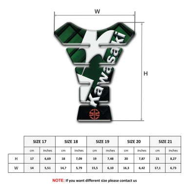 Kawasaki Tank Pad Motorbike Dark Green Parts Decoration White Logo Design 