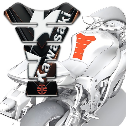 Kawasaki Tank Protector Black Brown Print with White Diagonal Logo 