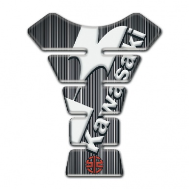 Kawasaki Tank Guard Pads Gray with White Stripes base and Red Small Logo