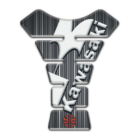 Kawasaki Tank Guard Pads Gray with White Stripes base and Red Small Logo 