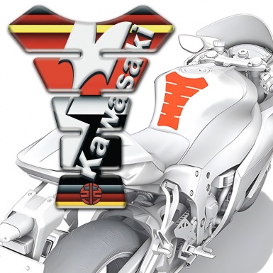 Kawasaki Tank Pad Protector Colorful warp with White Diagonal Logo
