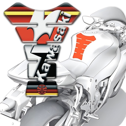 Kawasaki Tank Pad Protector Colorful warp with White Diagonal Logo 