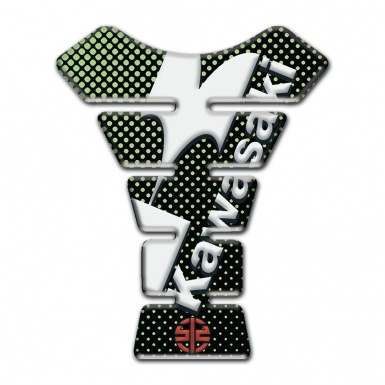 Kawasaki Tank Pad Motorbike Green Dots Base Style with White Logo 