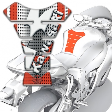 Kawasaki  Tank Protector Metal with Red patterns Base and White Logo