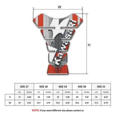 Kawasaki  Tank Protector Metal with Red patterns Base and White Logo