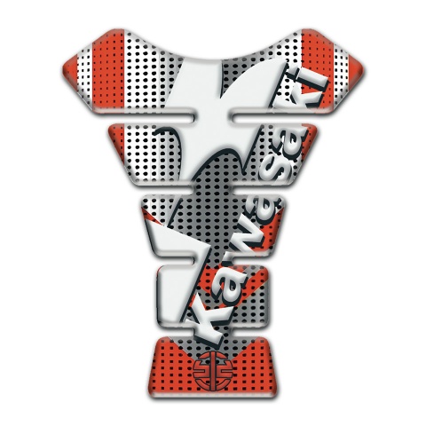 Kawasaki  Tank Protector Metal with Red patterns Base and White Logo 