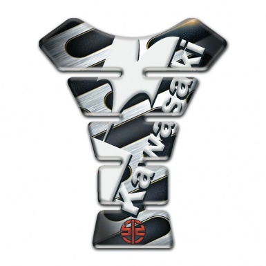 Kawasaki Tank Pad Protector Metal Element Base White Diagonal Logo