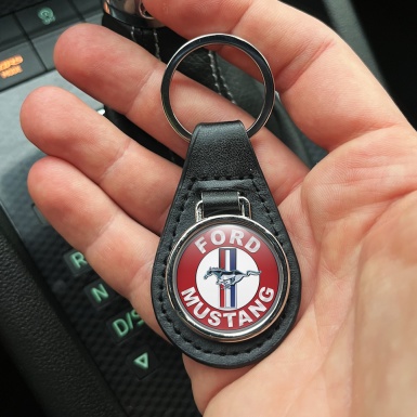 Ford Mustang Keychain Leather Red Ring Multicolor Design