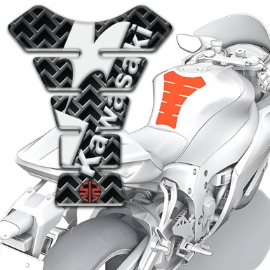 Kawasaki Tank Pad Motorbike Grid Base Effect with White Diagonal Logo