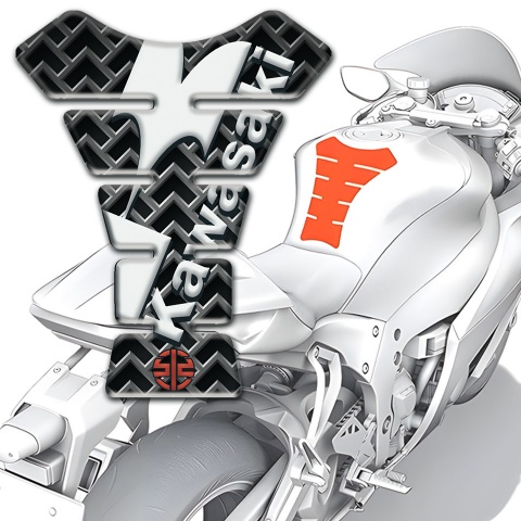 Kawasaki Tank Pad Motorbike Grid Base Effect with White Diagonal Logo 