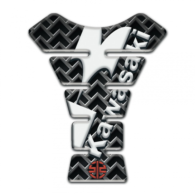 Kawasaki Tank Pad Motorbike Grid Base Effect with White Diagonal Logo