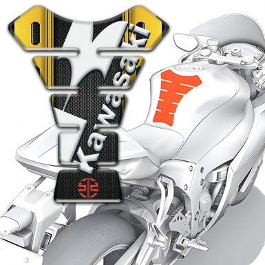 Kawasaki Tank Guard Pads High End Model with White Diagonal Logo