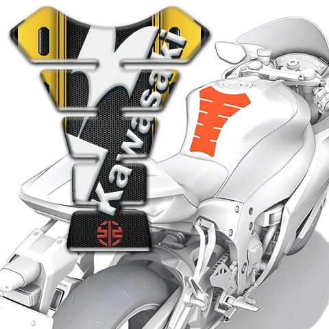 Kawasaki Tank Guard Pads High End Model with White Diagonal Logo