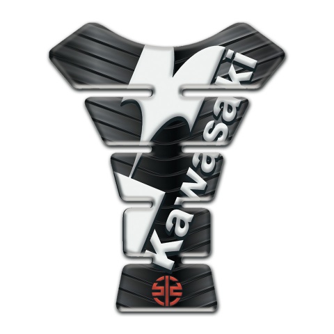 Kawasaki Tank Pad Protector Rubber Warp effect White Logo 