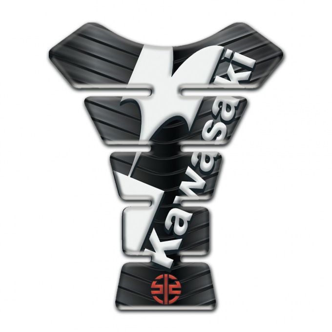 Kawasaki Tank Pad Protector Rubber Warp effect White Logo 