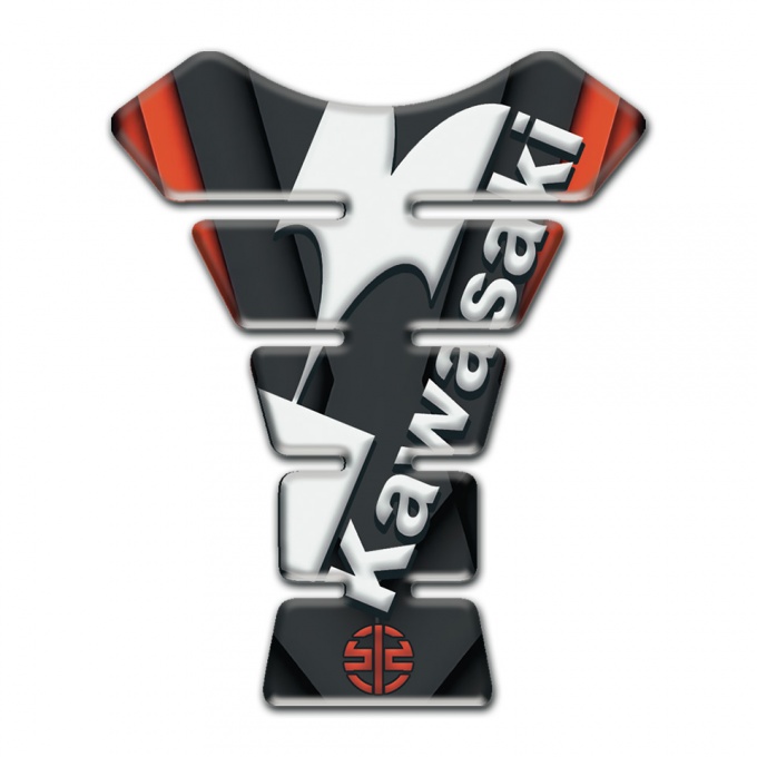 Kawasaki Tank Pad Motorbike Stylish Design with Orange Motive and White Logo 
