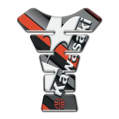 Kawasaki Tank Protector Diagonal Orange Line Base White Logo