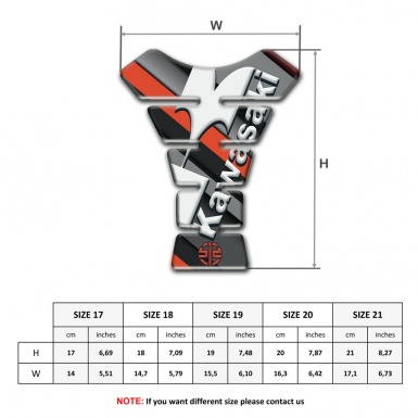 Kawasaki Tank Protector Diagonal Orange Line Base White Logo