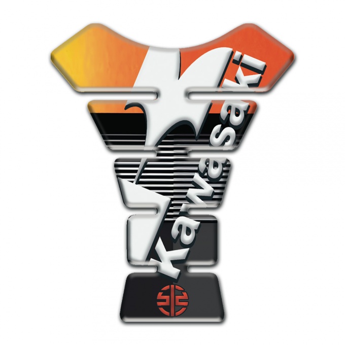 Kawasaki Tank Pad Protector Two Tone Base Style White Logo