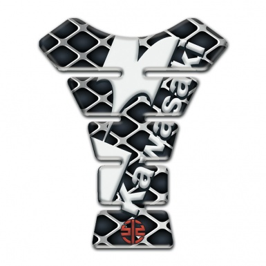 Kawasaki Tank Pad Motorbike Large Mesh design White Logo
