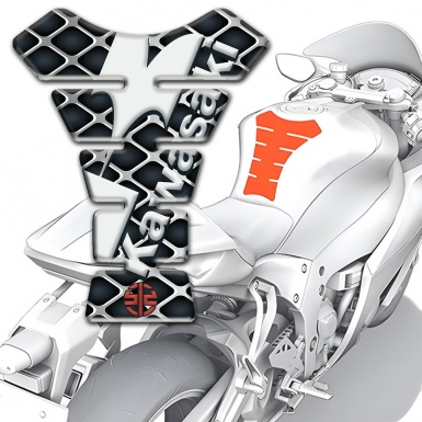Kawasaki Tank Pad Motorbike Large Mesh design White Logo