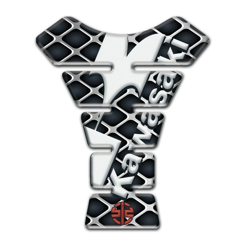Kawasaki Tank Pad Motorbike Large Mesh design White Logo 