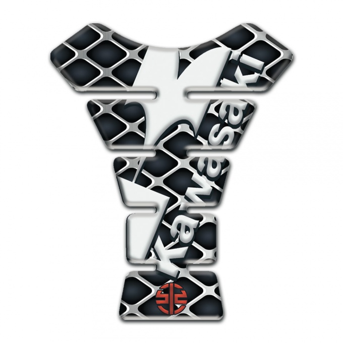 Kawasaki Tank Pad Motorbike Large Mesh design White Logo