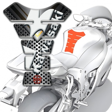 Kawasaki Tank Protector Perforated Aluminium Base White Logo